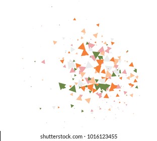 Colorful Shatter Vector Background. Atomic Bomb Explosion, Blast, Bang, Boom Concept. Broken Glass, Technology Futuristic Design. Moving Colorful Shatter Fragments. Cool Falling Triangles Explosion.