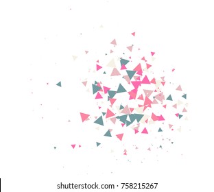 Colorful Shatter Vector Background. Atomic Bomb Explosion, Blast, Bang, Boom Concept. Broken Glass, Technology Futuristic Design. Moving Colorful Shatter Fragments. Cool Falling Triangles Explosion.
