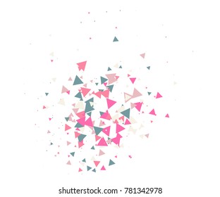 Colorful Shatter Vector Background. Atomic Bomb Explosion, Blast, Bang, Boom Concept. Broken Glass, Technology Futuristic Design. Moving Colorful Shatter Fragments. Cool Falling Triangles Explosion.