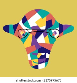 Diseño de ovejas coloridas con anteojos