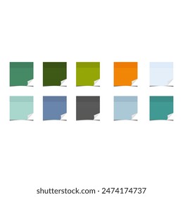 Hojas de colores para notas adhesivas sobre fondo blanco.