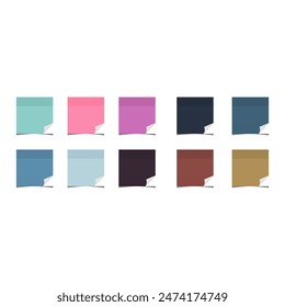 Hojas de colores para notas adhesivas sobre fondo blanco.