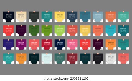 Colorful sheets for sticky notes on white background.