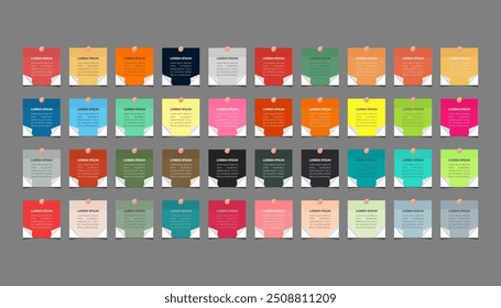 Colorful sheets for sticky notes on white background.