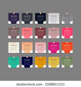 Colorful sheets for sticky notes on white background.