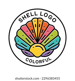 Colorful Shell Monoline Logo Vector Vintage illustration Emblem Design badge illustration Symbol Icon