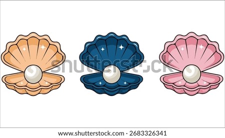 Colorful shells containing pearls vector graphic isolated