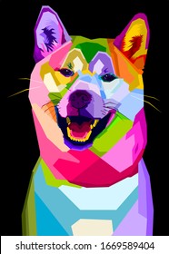 colorful shiba inu dog on pop art style. vector illustration