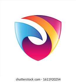 colorful shield abstract vector logo template