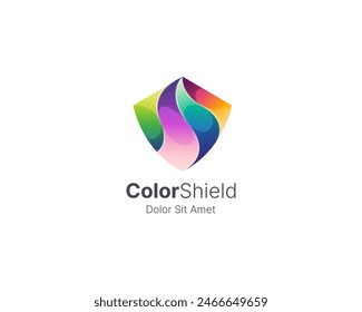 Colorful shield in gradient logo