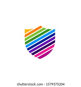 Colorful Shield Guard monoline logo icon vector illustration