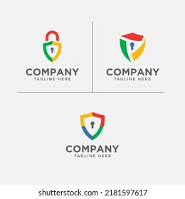 Colorful shield with lock keys logo