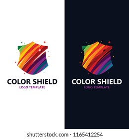 colorful shield logo design template vector