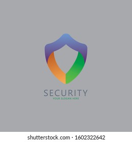 Colorful shield logo, modern security logo template design, vector illustration
