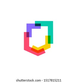 Colorful Shield Logo Vector Icon Illustration In Overlap Overlapping Style