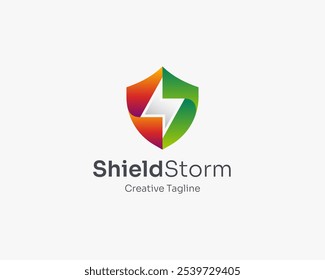Escudo colorido con el logotipo negativo de la tormenta