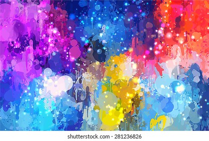 Colorful shine brush strokes background. Vector version