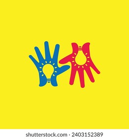 colorful shine hand creative symbol school decoration vector  