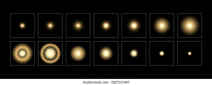 Colorful shine light FX. Shine effect sprite sheet for animation and motion design.