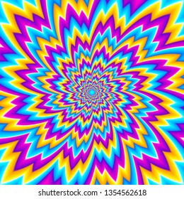 Colorful shining flowe. Optical illusion of movement.