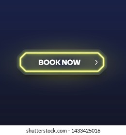 Colorful shining neon button, vector illustration