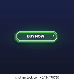 Colorful shining neon button, vector illustration