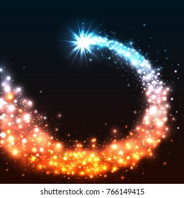 Colorful shining star. Magic star with dust tail. Vector illustration.
