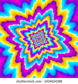 Colorful shining star. Optical illusion of movement.