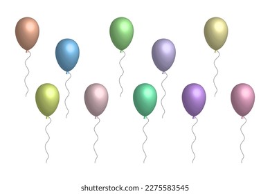 Colorful shiny balloons. Happy birthday. Love concept. Vector illustration.