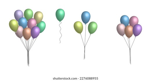 Colorful shiny balloons. Happy birthday. Love concept. Vector illustration.