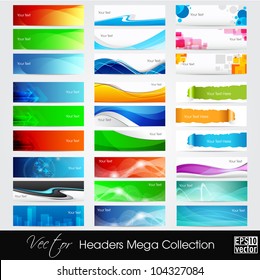 Colorful Shiny Banners Or Website Headers With Abstract Wave And Circle Concept.EPS 10. Vector Illustration.