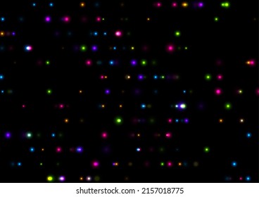Colorful shiny bokeh particles abstract glowing background. Vector neon design