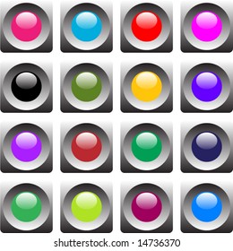 conjunto de botones brillantes y coloridos