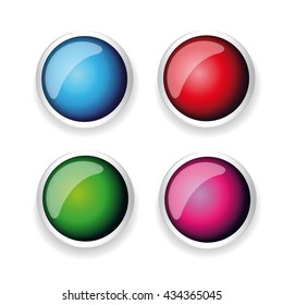 Colorful shiny button set with metallic elements