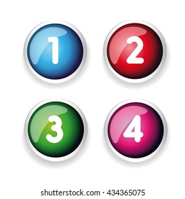 Colorful shiny button set with metallic elements