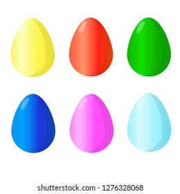 Colorful shiny Easter eggs isolated on a white background.