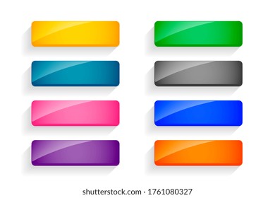 colorful shiny empty buttons set of eight