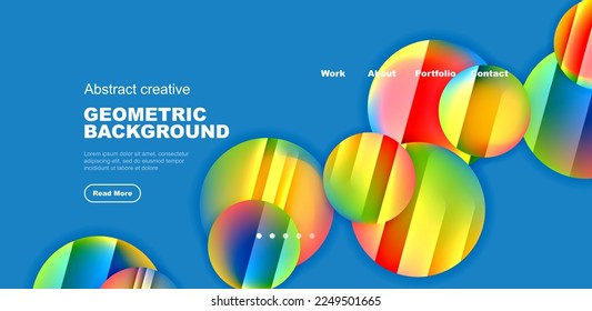 Colorful shiny and glossy circles abstract composition with light and shadow effects, geometric vector abstract background