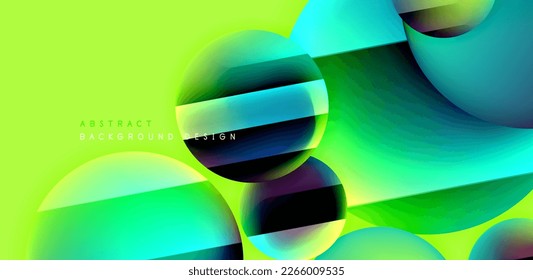 Colorful shiny and glossy circles abstract composition with light and shadow effects, geometric vector abstract background