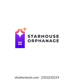 colorful and shiny home and star for orphanage, residential and social organization logo design