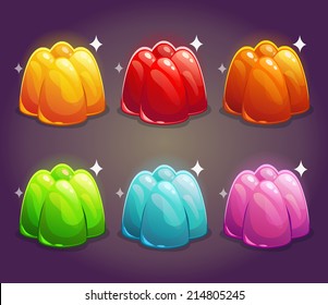 Colorful shiny jelly set on the dark background