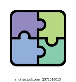 Colorful shiny puzzle, multicolored assembly piece of jigsaw, connectivity, brainstorming, solving problem, vector isolated