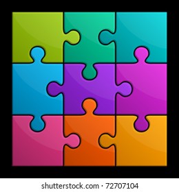 Colorful shiny puzzle vector illustration.  Eps 10.