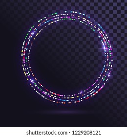 Colorful shiny ring, round shiny frame on transparent background