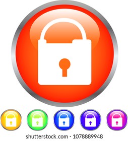 Colorful Shiny round button with padlock mark set