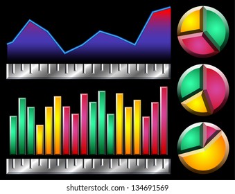 Colorful, shiny and transparent infographic elements and diagrams