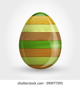 colorful shiny wood egg, easter decoration, vector ornament, 