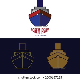 colorful ship logo and simple ship logo vector outline 