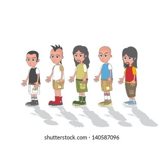 colorful shirt character cartoon set