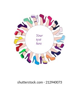 Colorful shoes circle frame for your text eps 8 format